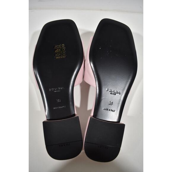 Prada Alabastro Pink Quilted Nappa Leather Logo Slide Sandal Flat Sabots Mule 36 - Picture 12 of 12